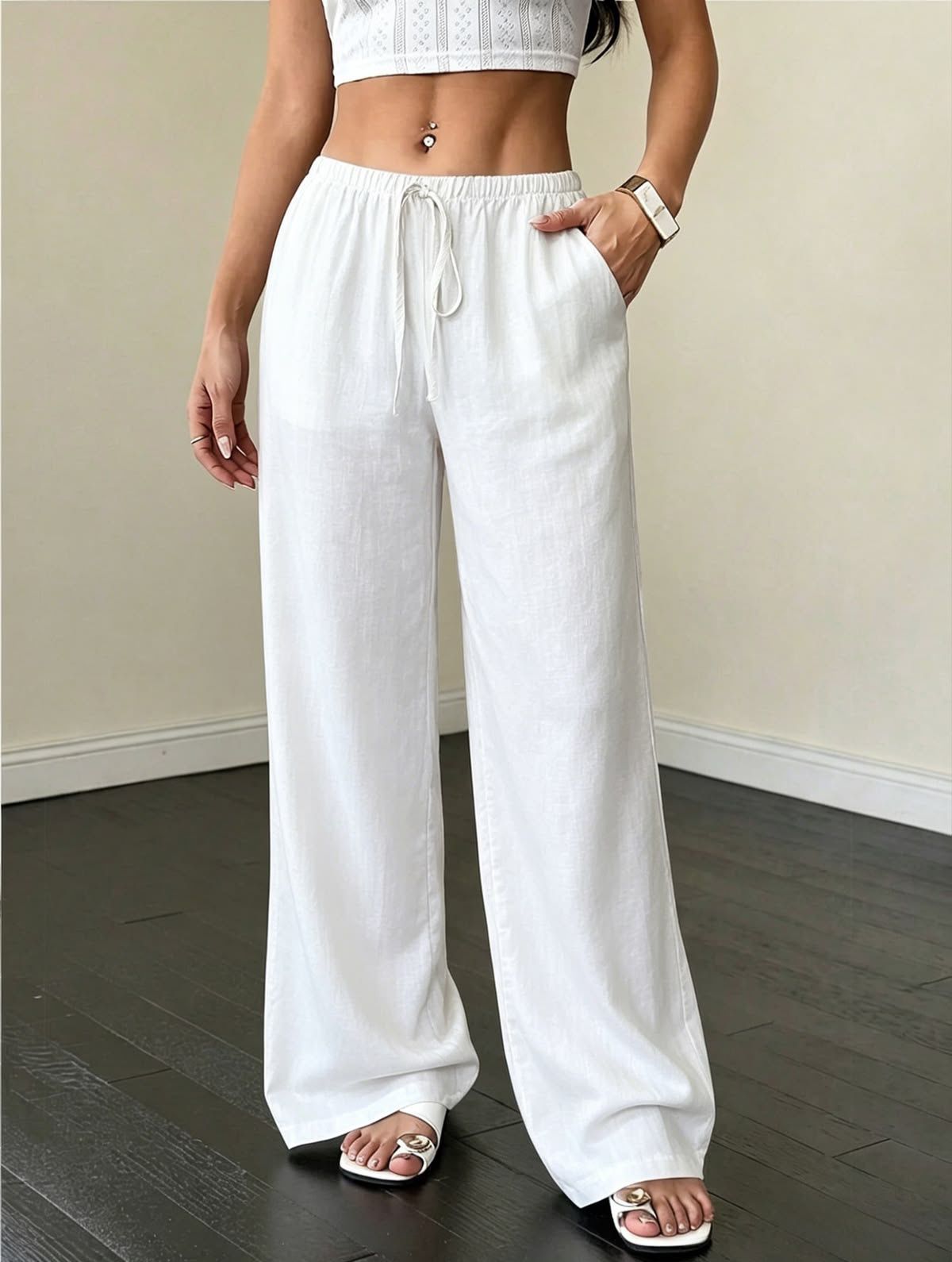 Pantalón Clásico de Lino, caída suelta y cintura cómoda
